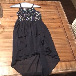 navy blue dress with pretty beading